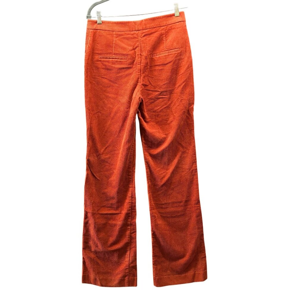 MNG Mango Corduroy Flare Pants Womens 6 Orange Trouser High Rise Cotton - Picture 2 of 11